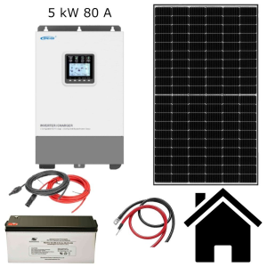 Solární sestava - Hybrid II Kapacita AKU: 4×200Ah, Výkon FV: 8 panelů / 3,6 kWp